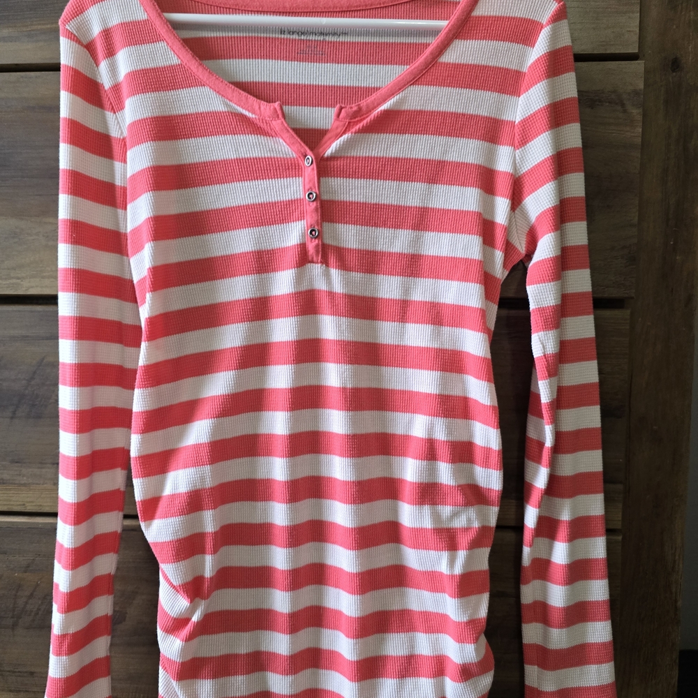 Liz Lange Pink and White Striped Maternity Top